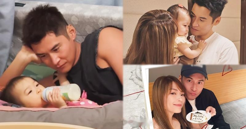 陈家乐39岁生日同老婆Shiga撑枱脚深情望住女儿喝奶昨天（12日）是陈家乐
