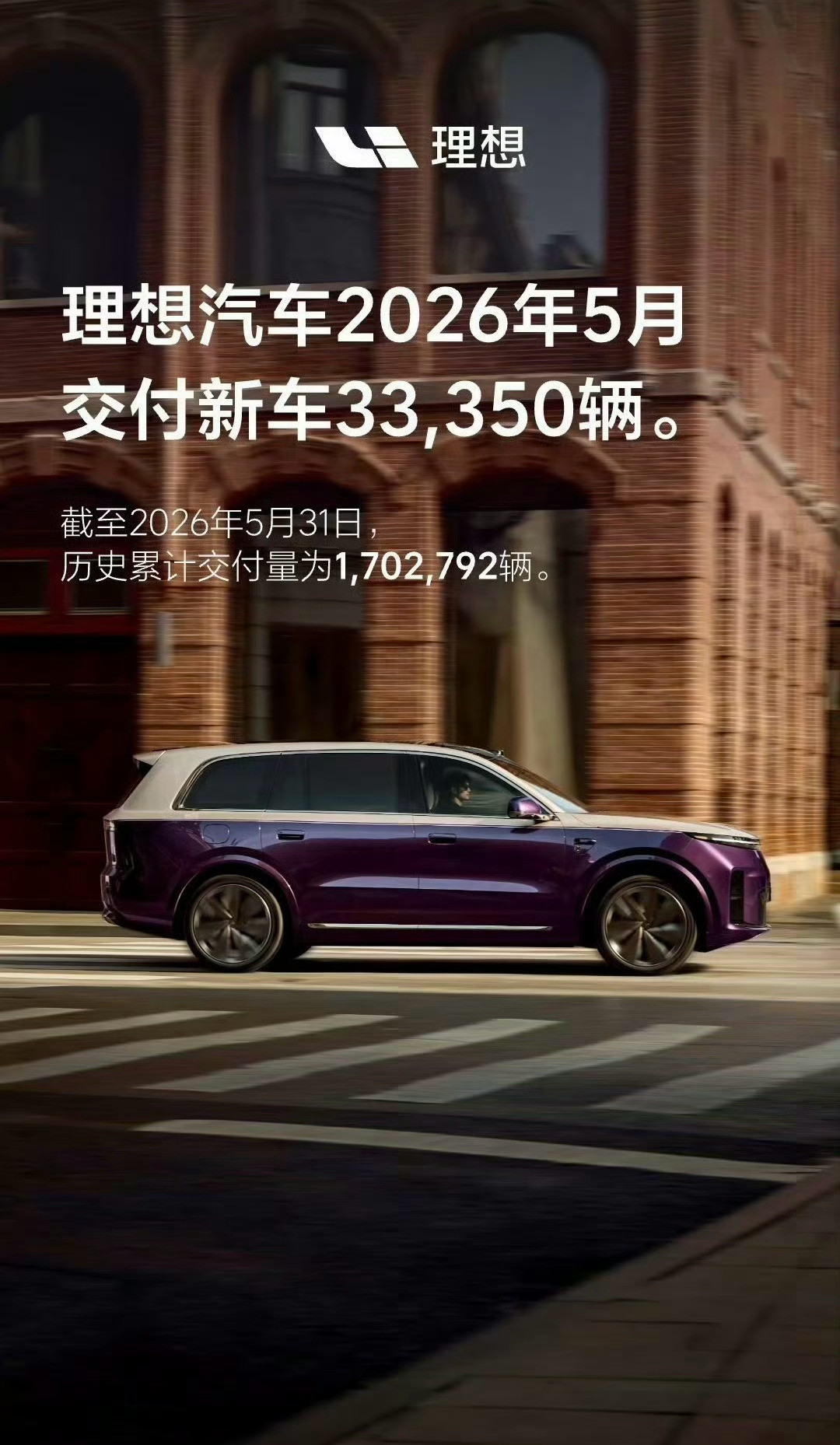 理想汽车5月交付33350辆其中i6一款车就交付了2.1万辆，超六成销量都来自i