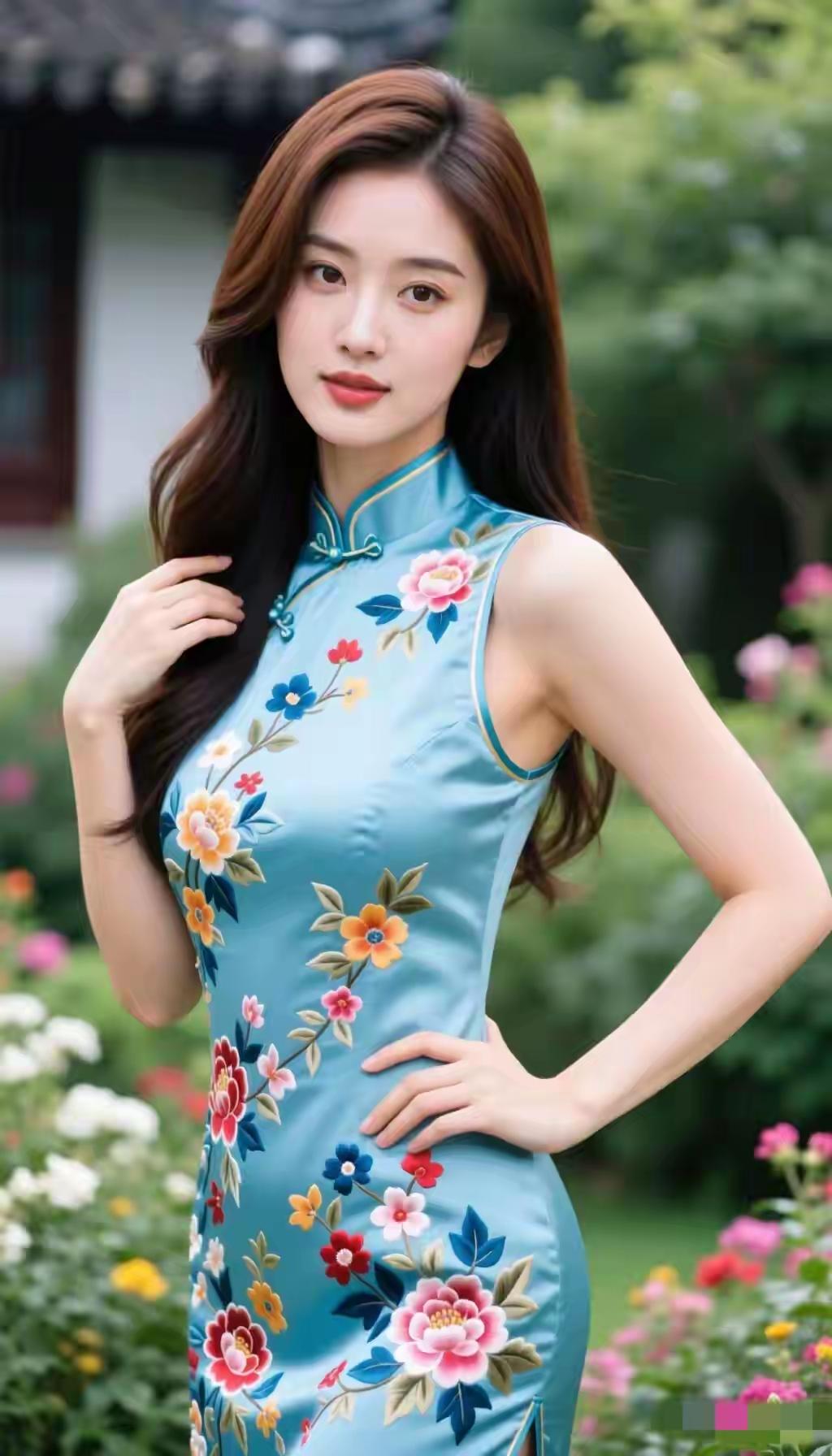 惊艳的旗袍秀，花间仙子美如画！