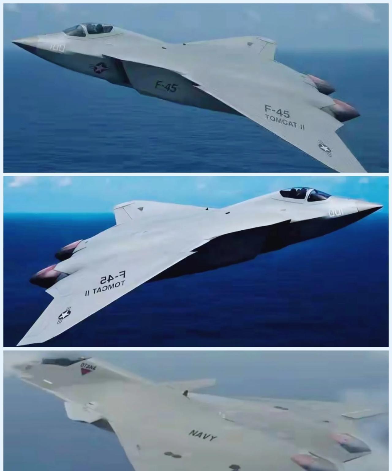 美国六代机F-45走不寻常路非难产不可。美国第二种六代机方案是舰载机，舰载机设计