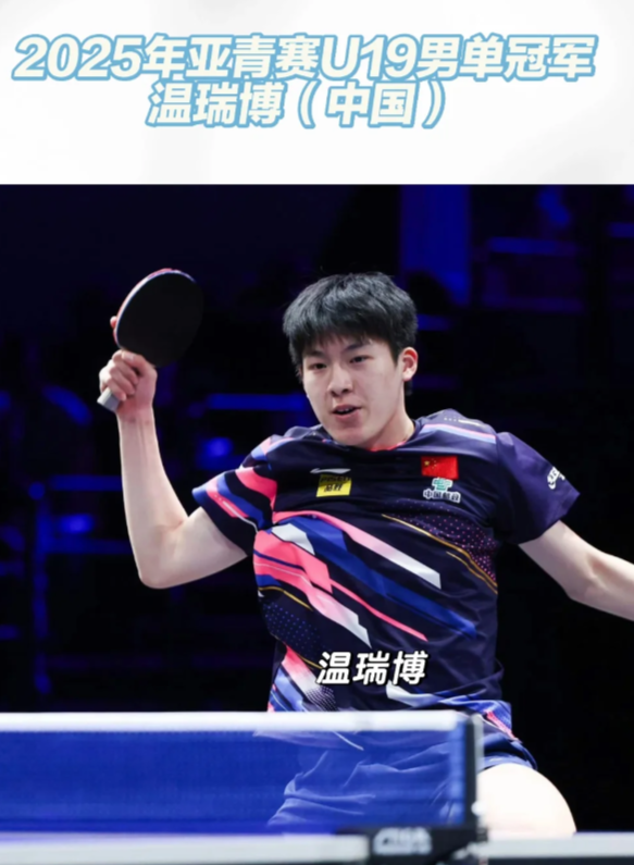亚青赛U19男单冠军：温瑞博温瑞博4-3张佑安(11-5，11-7，11-8