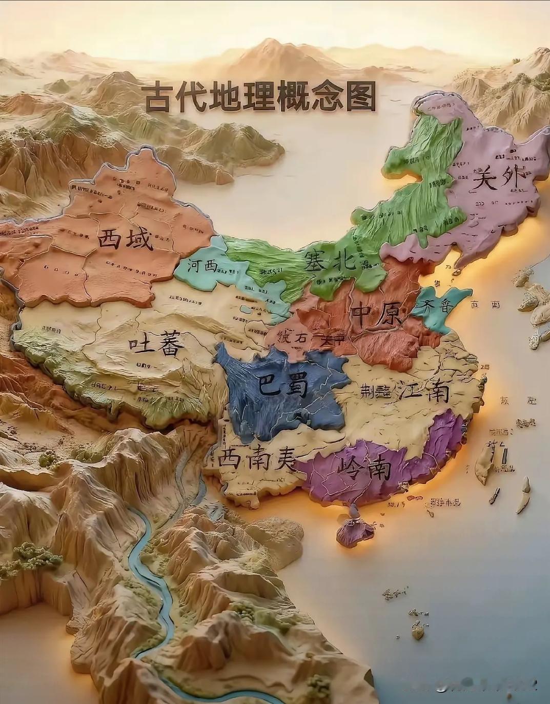 原来古时候的中原这么小，没有包括巴蜀地区与江南地区！