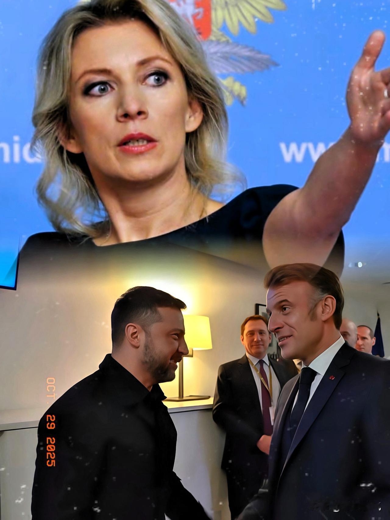 俄罗斯发言人扎哈罗娃说了一句,让整个法国都无比尴尬的话!马克龙说要对乌克兰派兵后