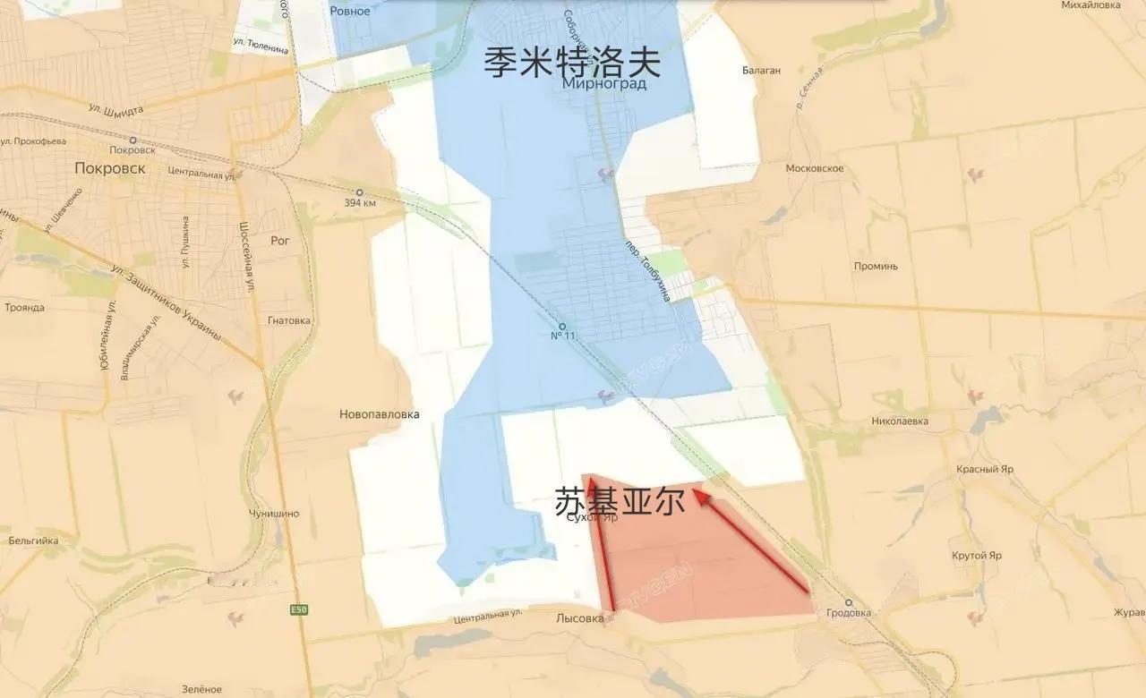 俄军中部军群第51集团军的突击队继续收紧对米尔诺拉德（季米特洛夫）的包围圈。在