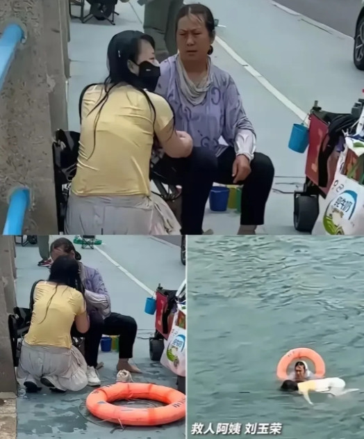 不怪小姐姐跪地感谢，换谁谁不是。不得不说，大妈太厉害了。[点赞][点赞][点