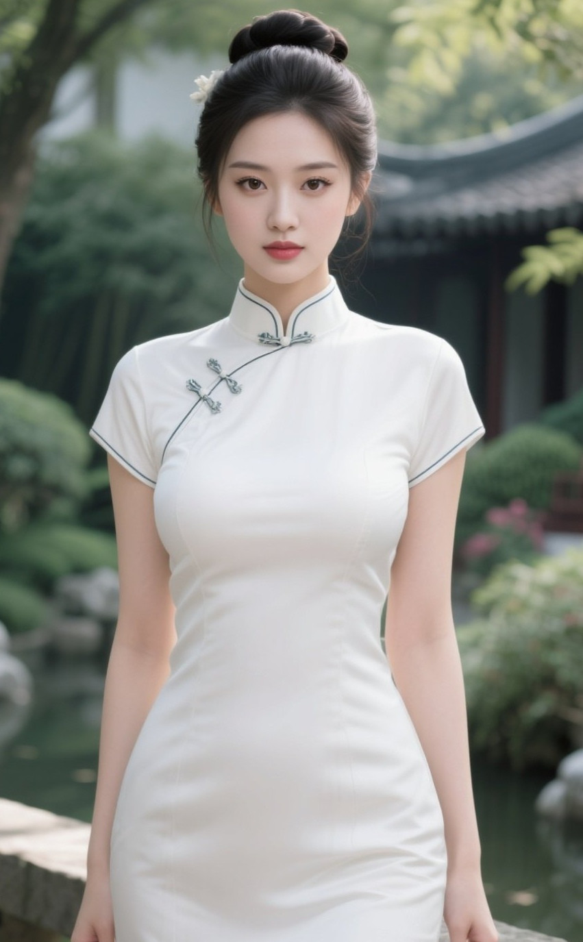 东方佳人旗袍裹身韵自生