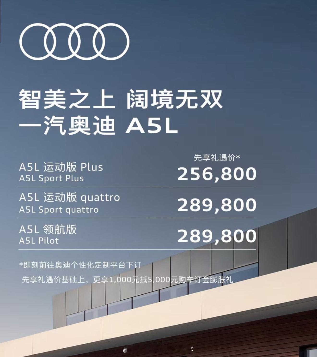 一汽奥迪的A5L开始预定了，依然第一波没有高功率，不过把A5L做成三厢版卖给谁呢