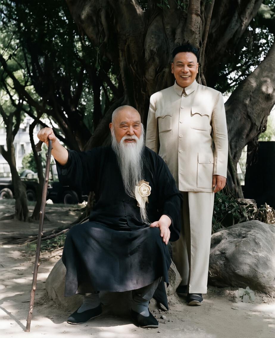 这是蒋建丰恭恭敬敬地侍立在老前辈于右任的身后。虽然，于右任知道蒋建丰的身份与地位