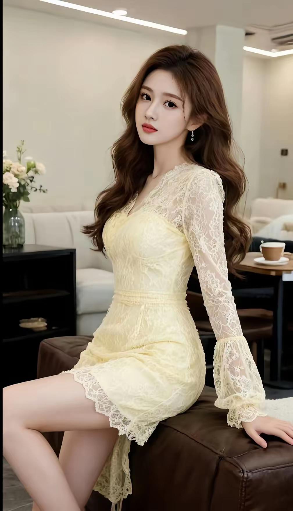 优雅蕾丝连衣裙的浪漫时光！