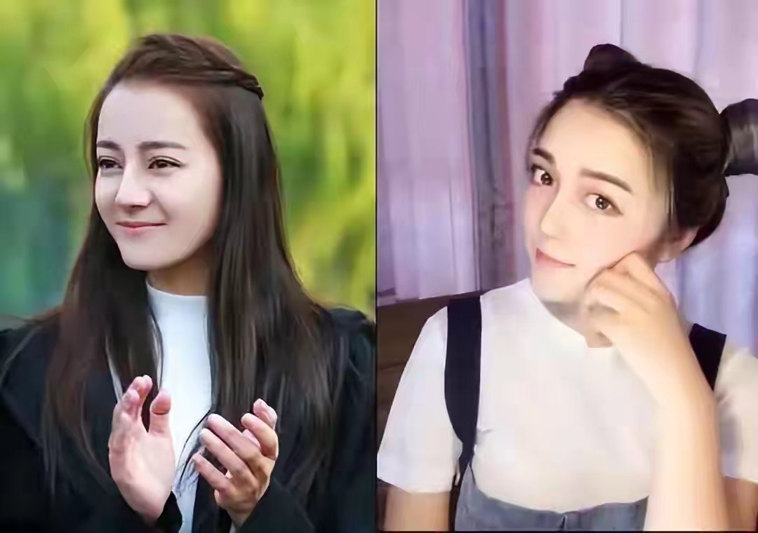 迪丽热巴和替身合影，长得太像了，一眼难辨