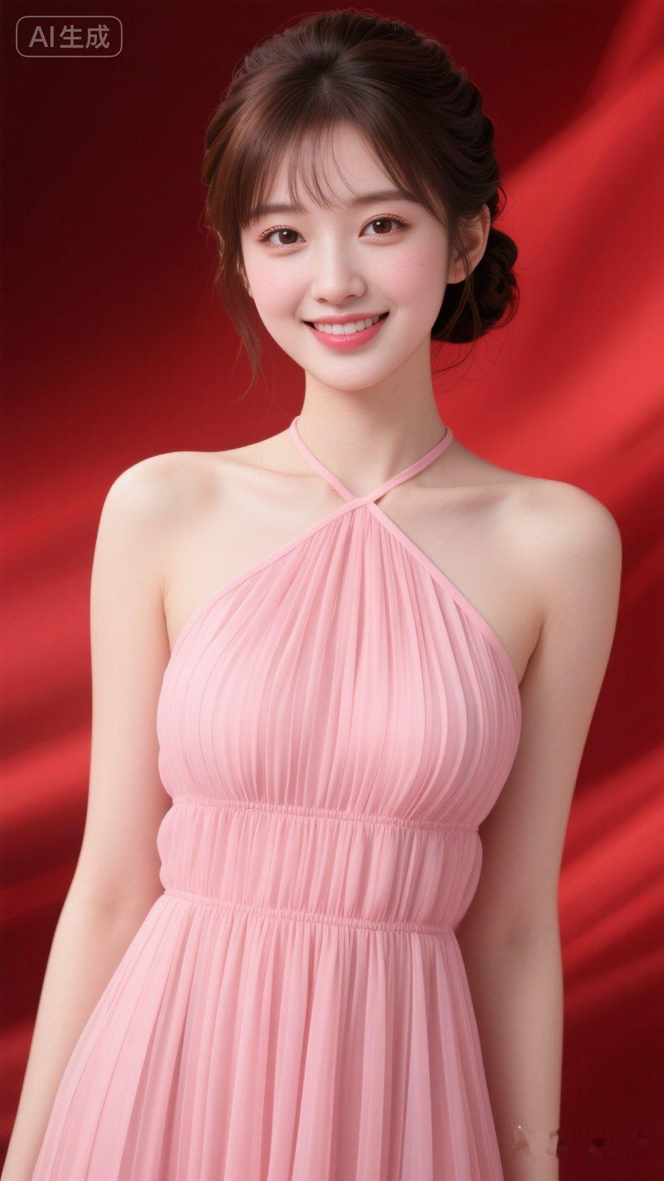 甜美粉色礼服，优雅气质，绽放迷人微笑！🌸💃✨