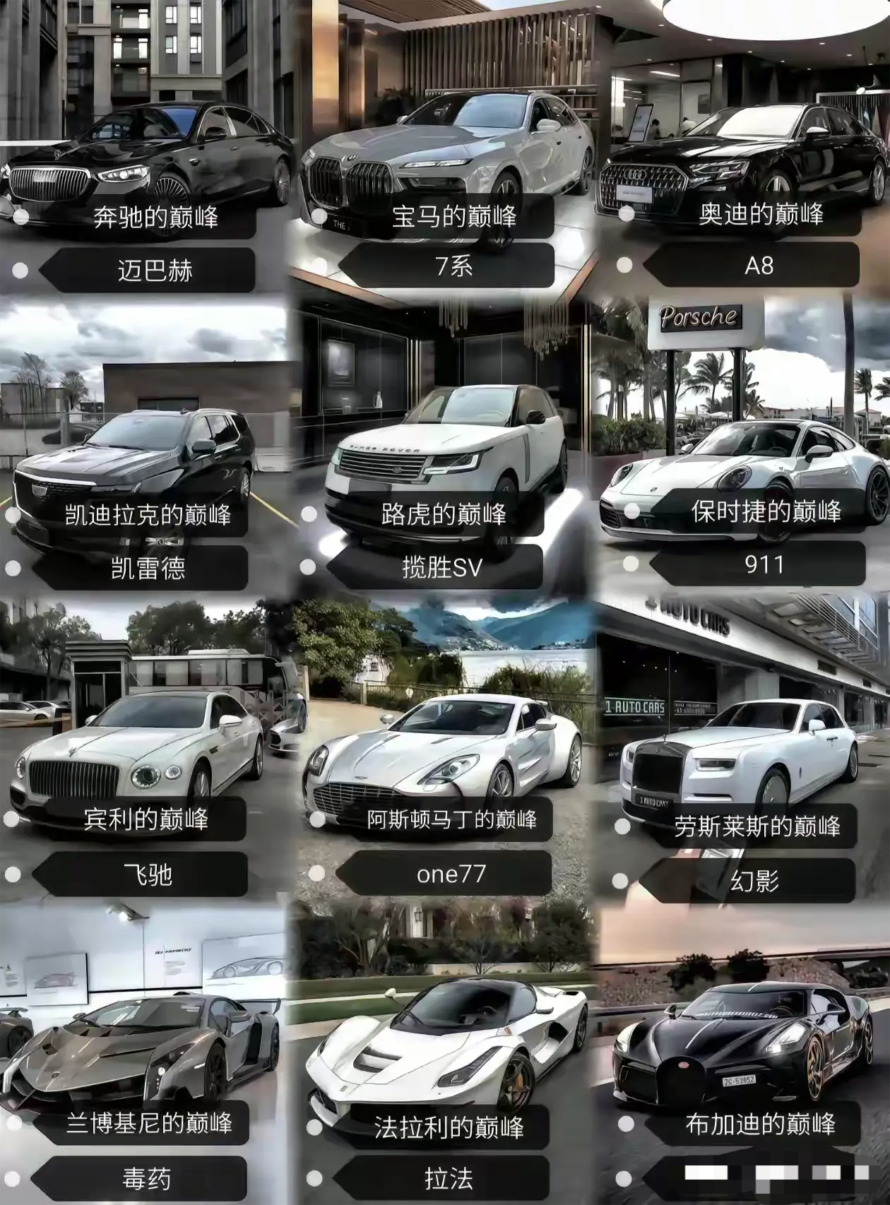 不同品牌汽车的巅峰是什么？大家还知道哪些呢？