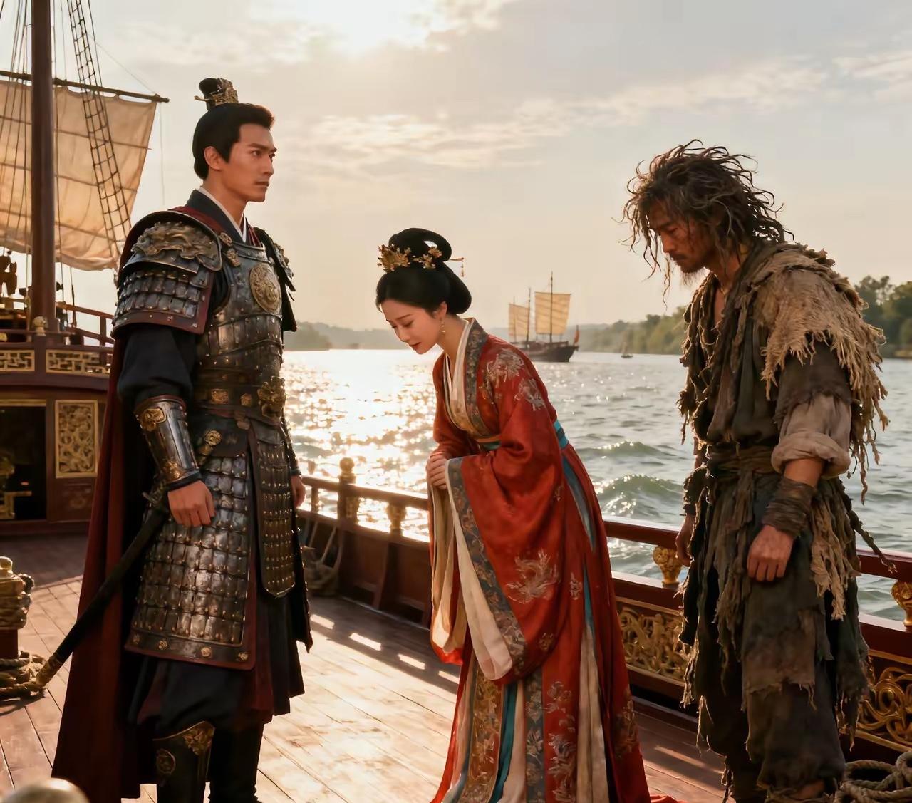 古代有一妇人与丈夫失散，被将军所获，并娶做夫人。几年后，妇人在一艘船上遇到沦为乞