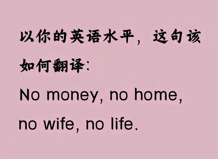 以你的英文水平和文学造诣，会如何翻译这句话：Nomoney,nohome,