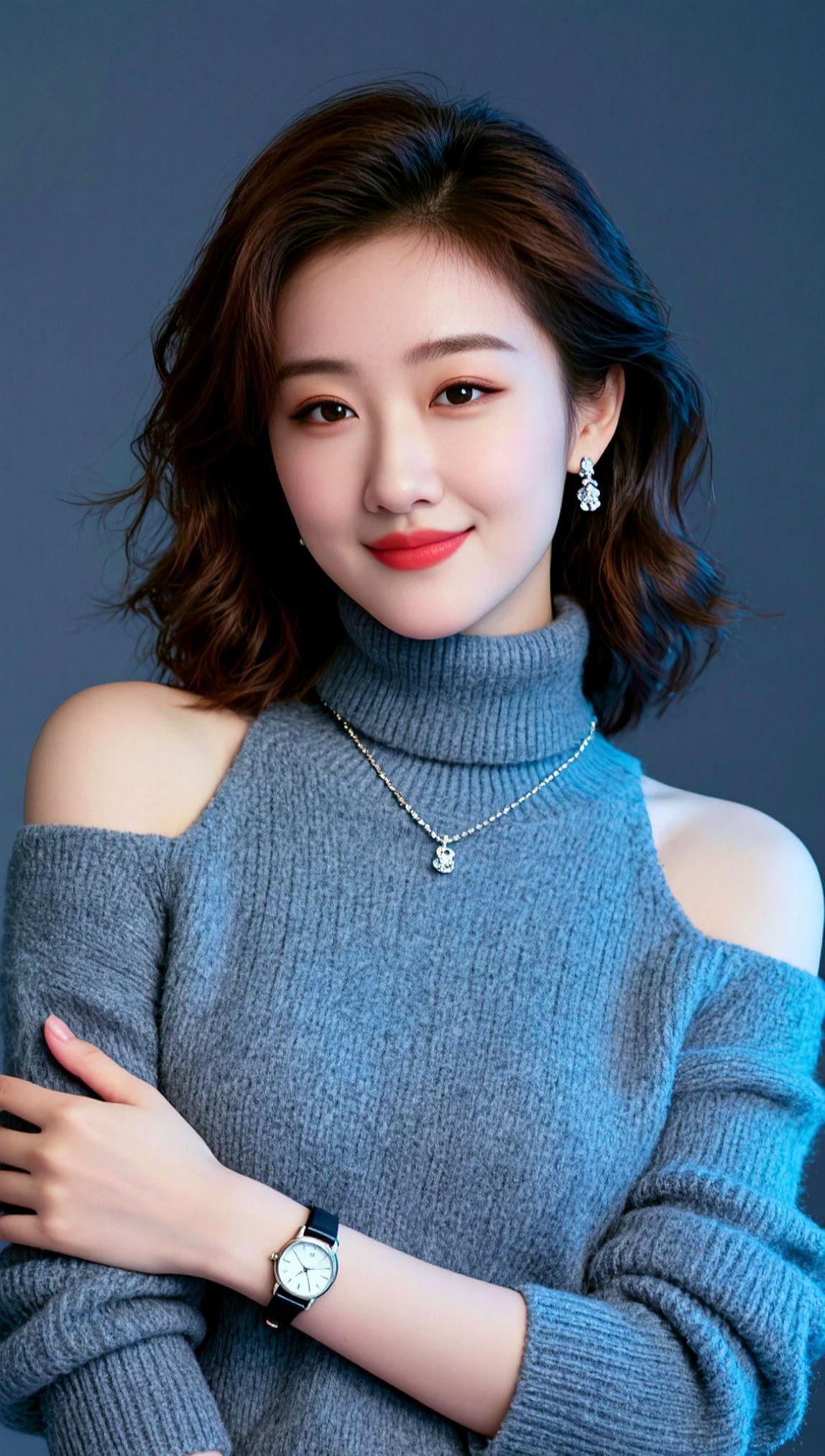 AI露肩毛衣写真抖音ai创作