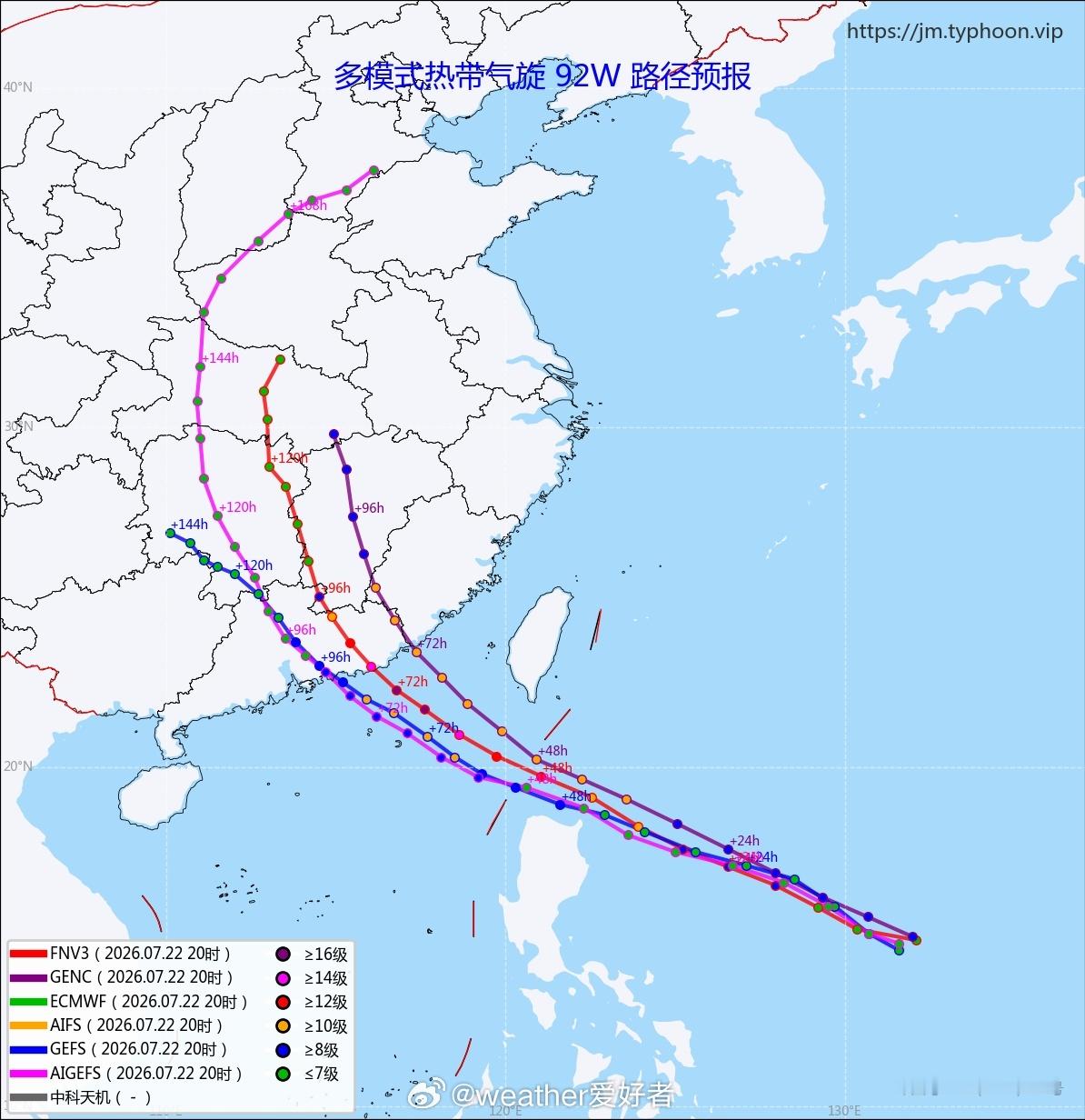 台风红霞台风的路径预报的分歧在缩小，基本都给在了粤东登陆，只是具体在粤东哪里登