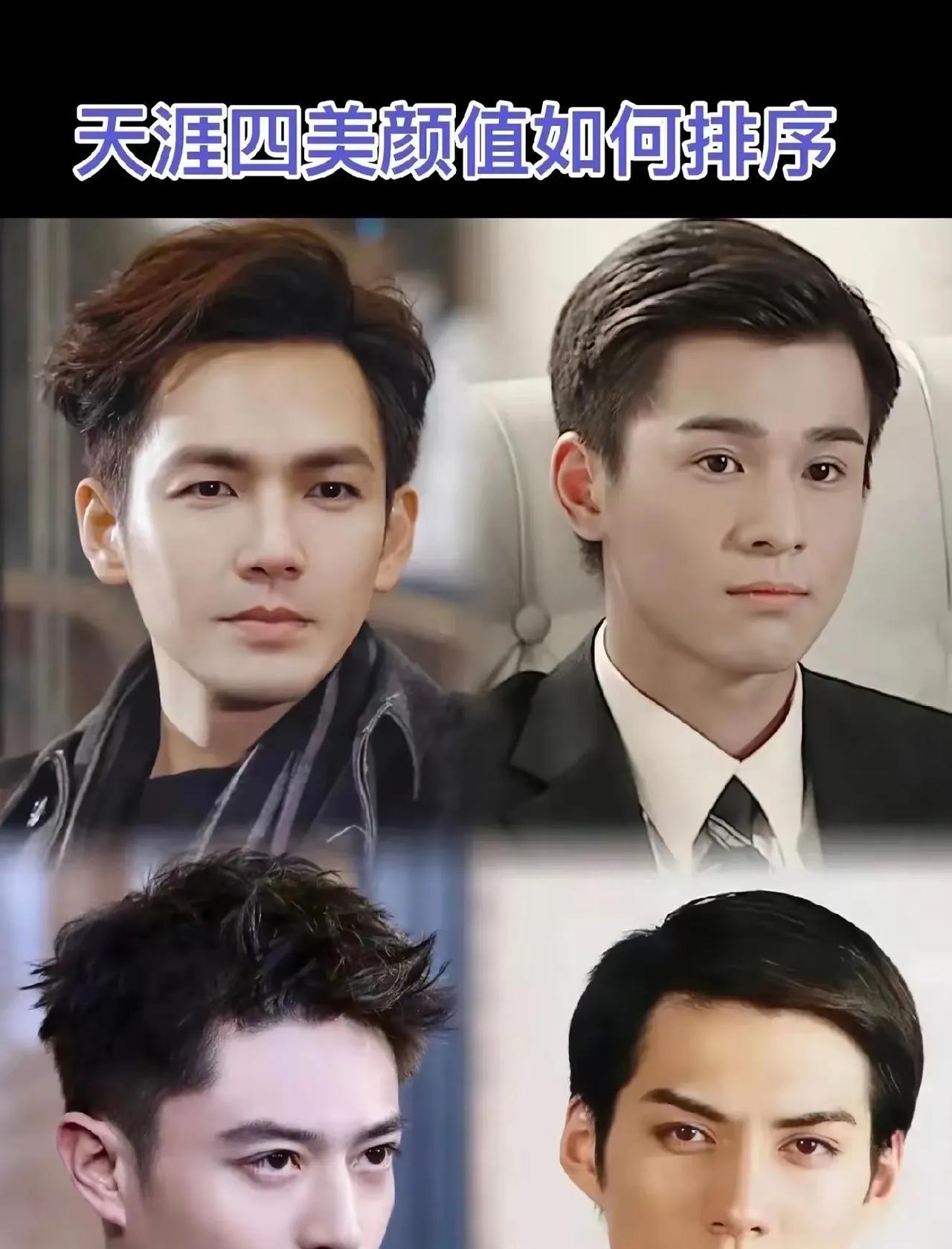 这几个人论五官精致度是严大美男，其次是霍建华，你们觉得呢？