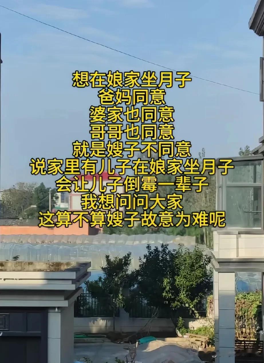 女人因为坐月子和他嫂子大吵一架，大家说说谁对谁错。女人生了孩子，她想在她娘家妈这