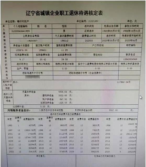 大连市企业职工，出生于1965年5月，1984年10月工作。工龄39.58年