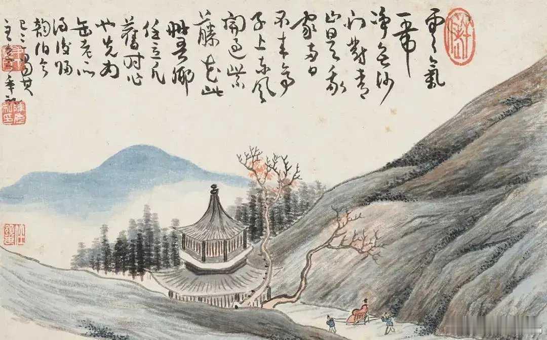 任预诗意册设色清丽，古朴雅致。任预（1853年—1901年），一名豫，字立凡，