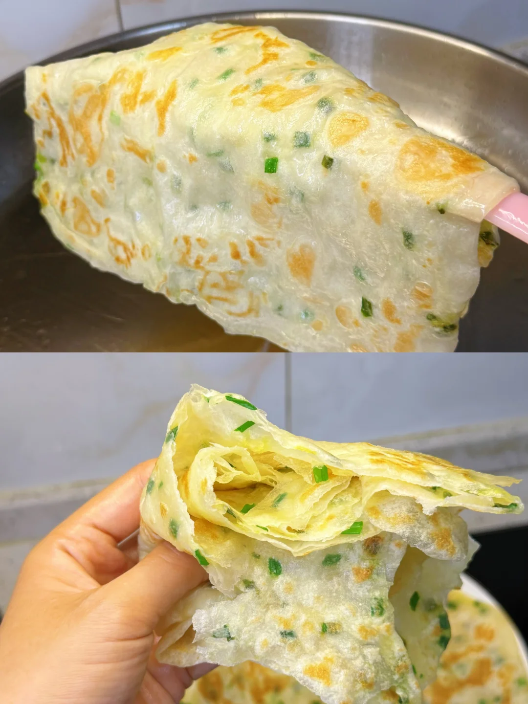 码住❗❗葱花油饼这样做真的超级柔软多层