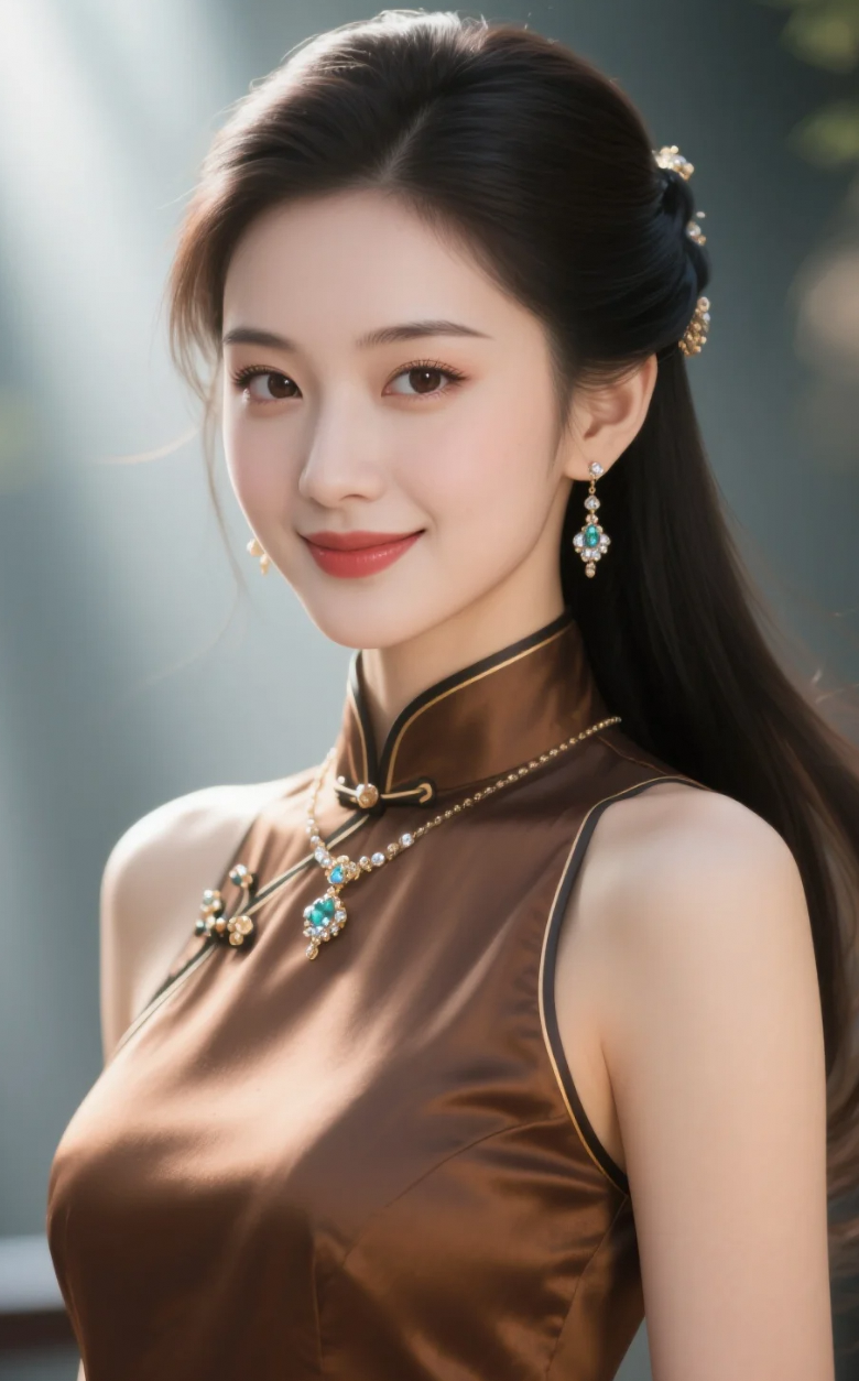 她穿旗袍的样子，像极了从画里走出来的女主角