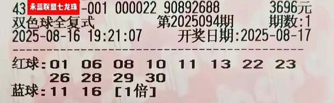 双色球25094期多组复式票汇总，大奖好运不停歇