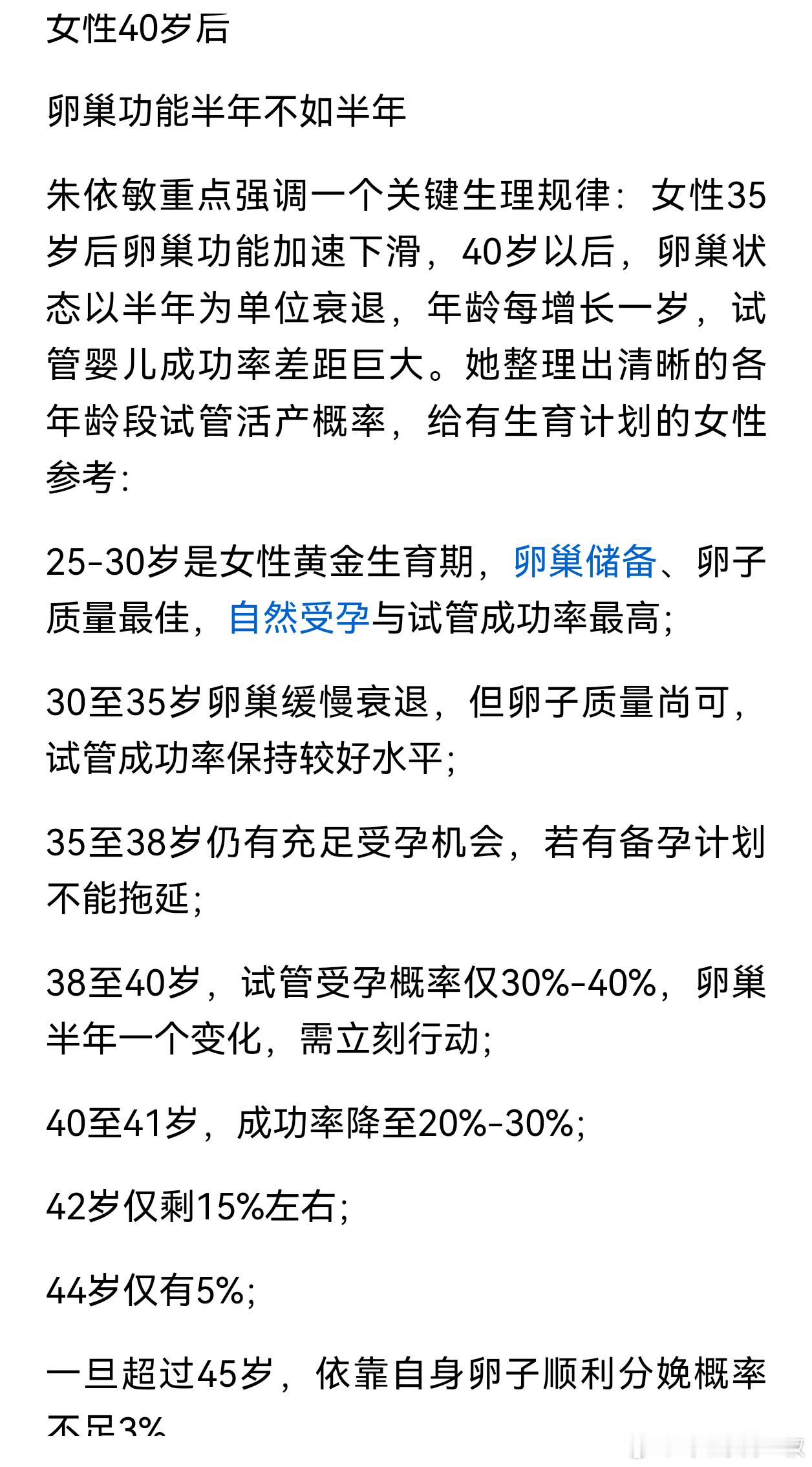 这个新闻是正经的。女性40岁后卵巢功能半年不如半年朱依敏重点强调一个关键生理规律