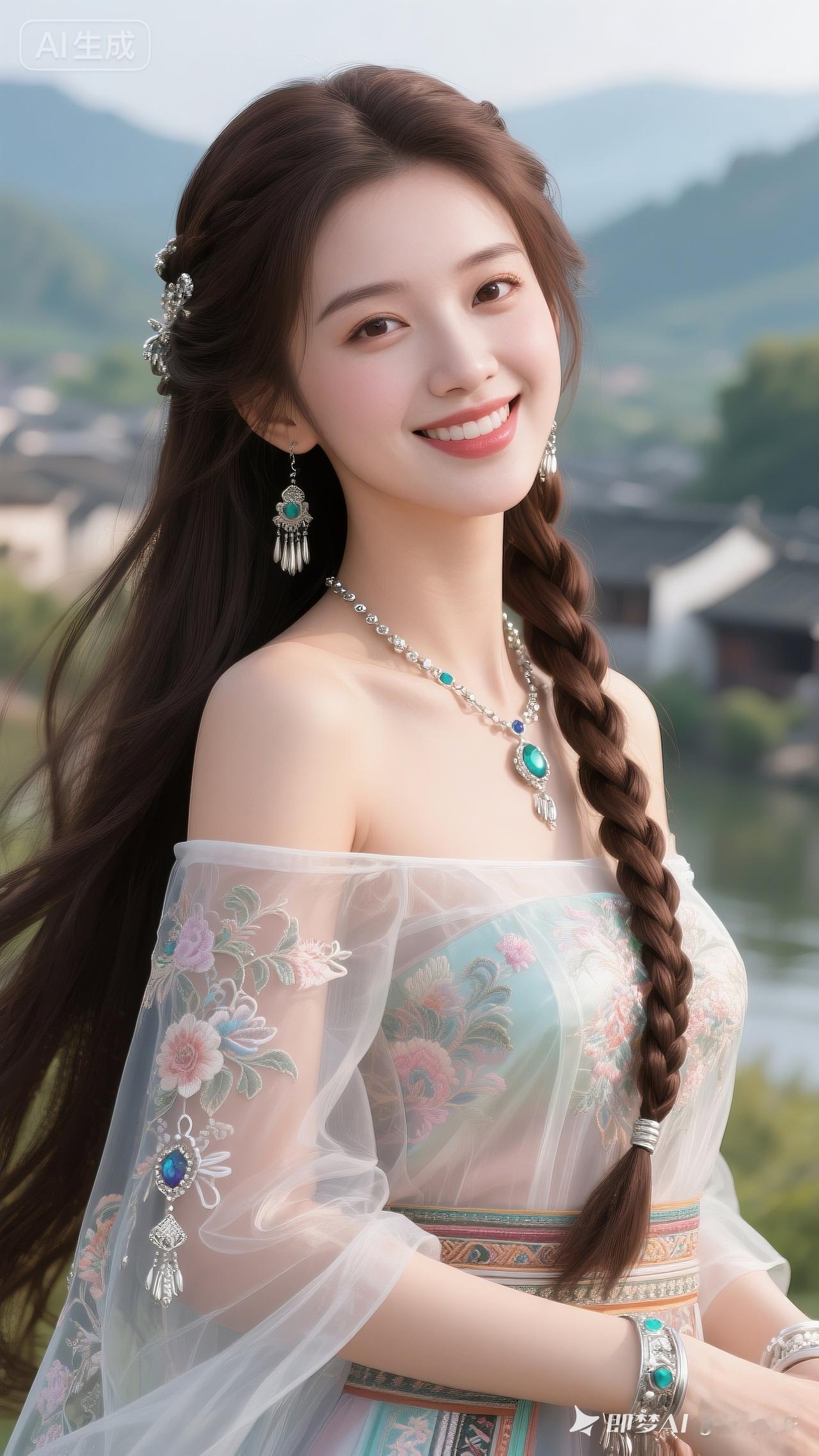 这姑娘真漂亮，像仙女下凡。