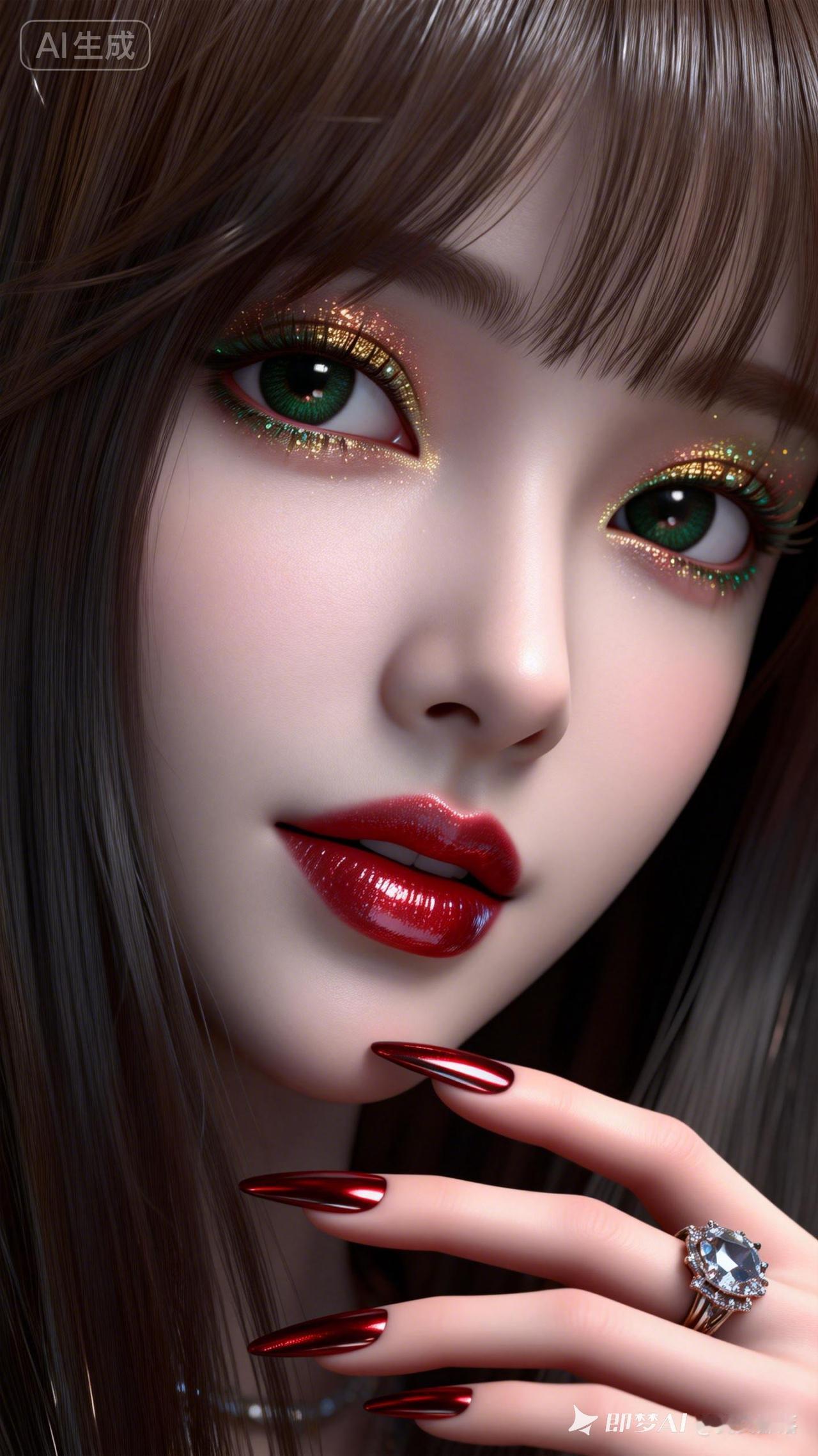 这是一位妆容精致的漂亮女孩。