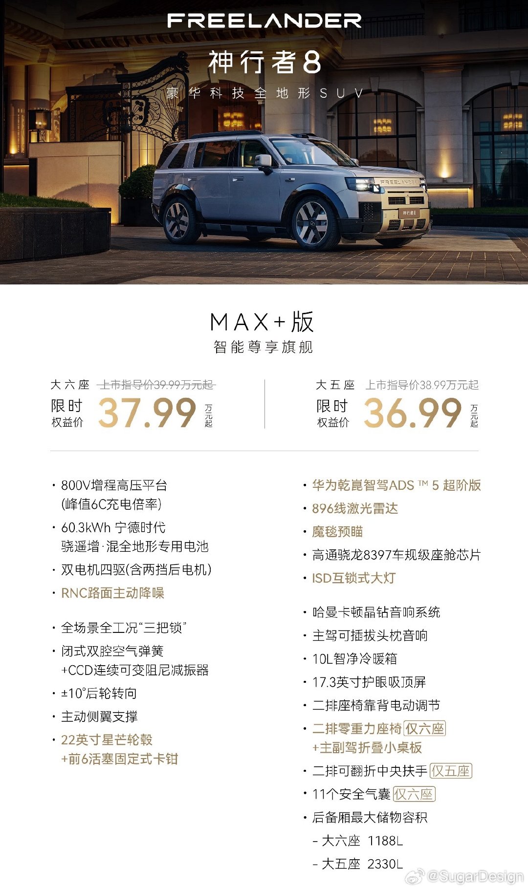 28.99万起！神行者8指导价来了！比预售价便宜2万全系标配800V高压平台和双电机四驱。前双叉臂+