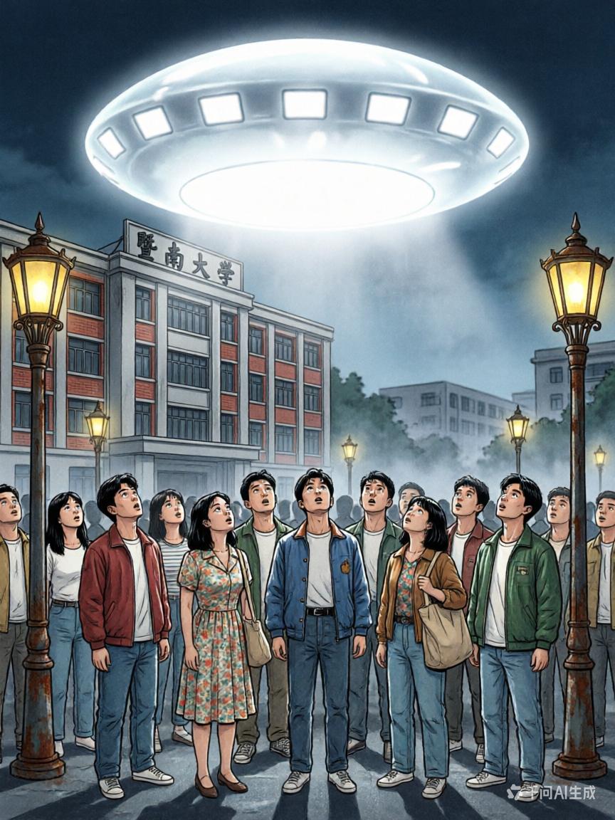 1997年，暨南大学发生一件“UFO目击事件”：一个通体发光的“圆盘”，上面有一