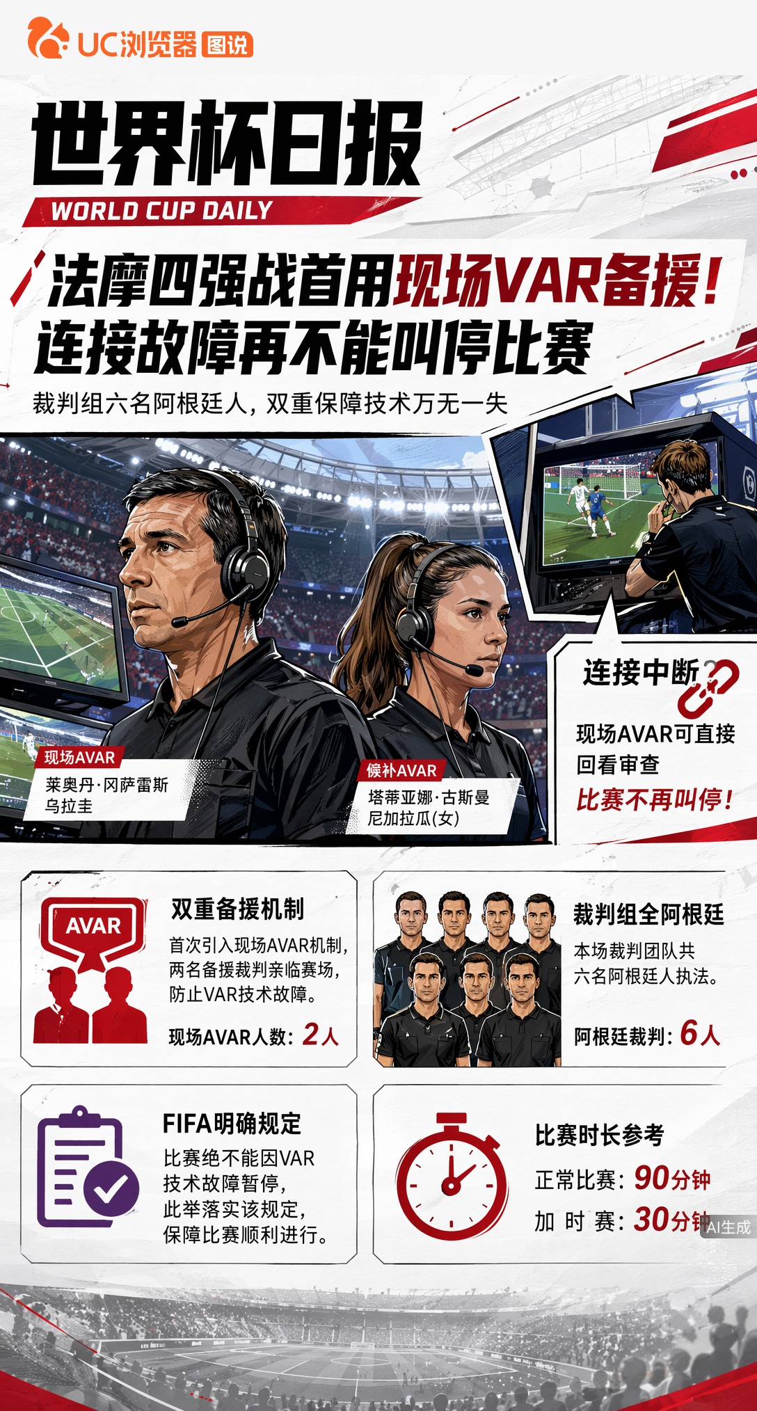 法摩四强战首用现场VAR备援！连接故障再不能叫停比赛