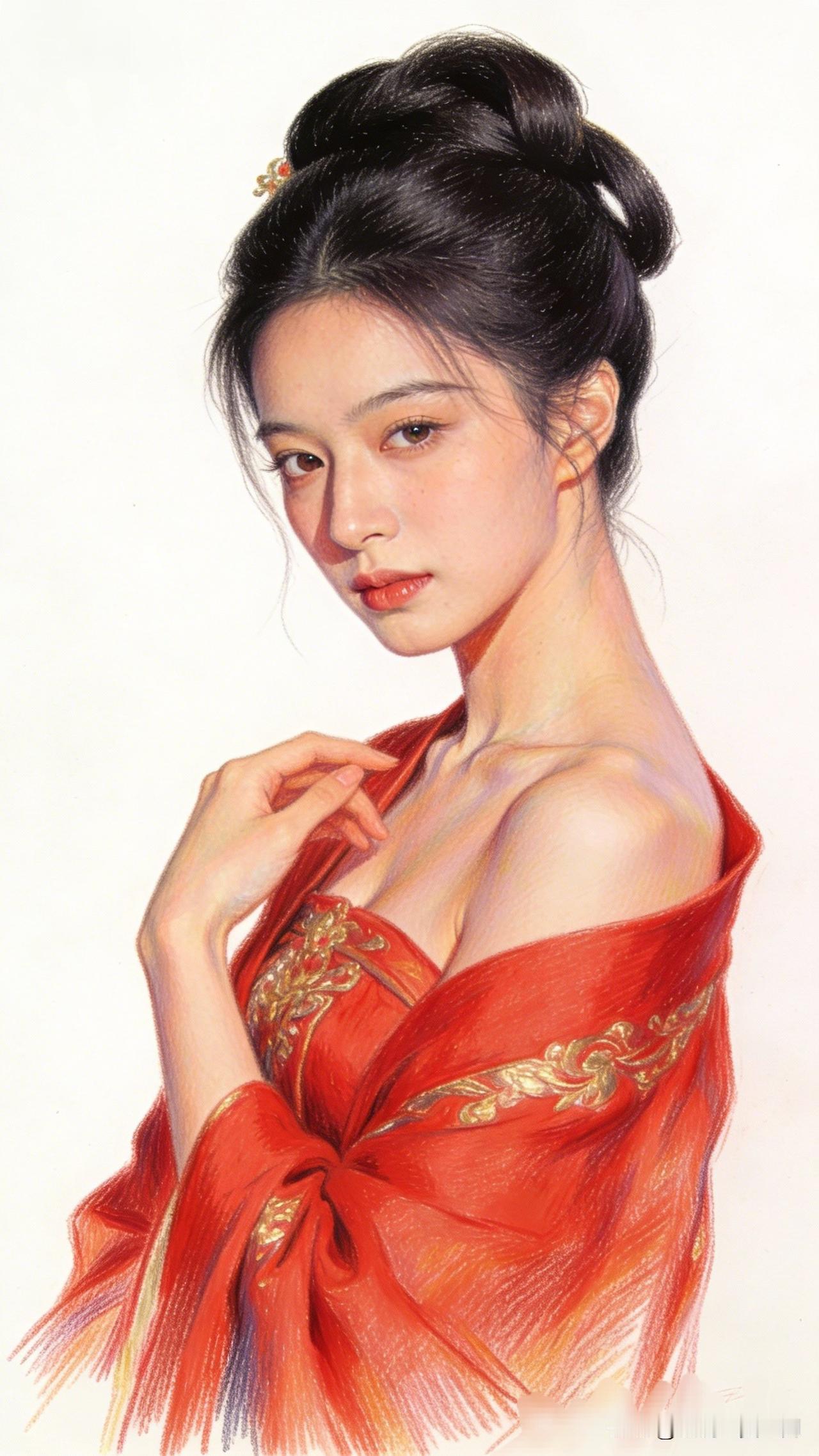 红衣美人倚，金线绣春光。红衣女星能有多绝红衣美人，古典优雅，韵味十足