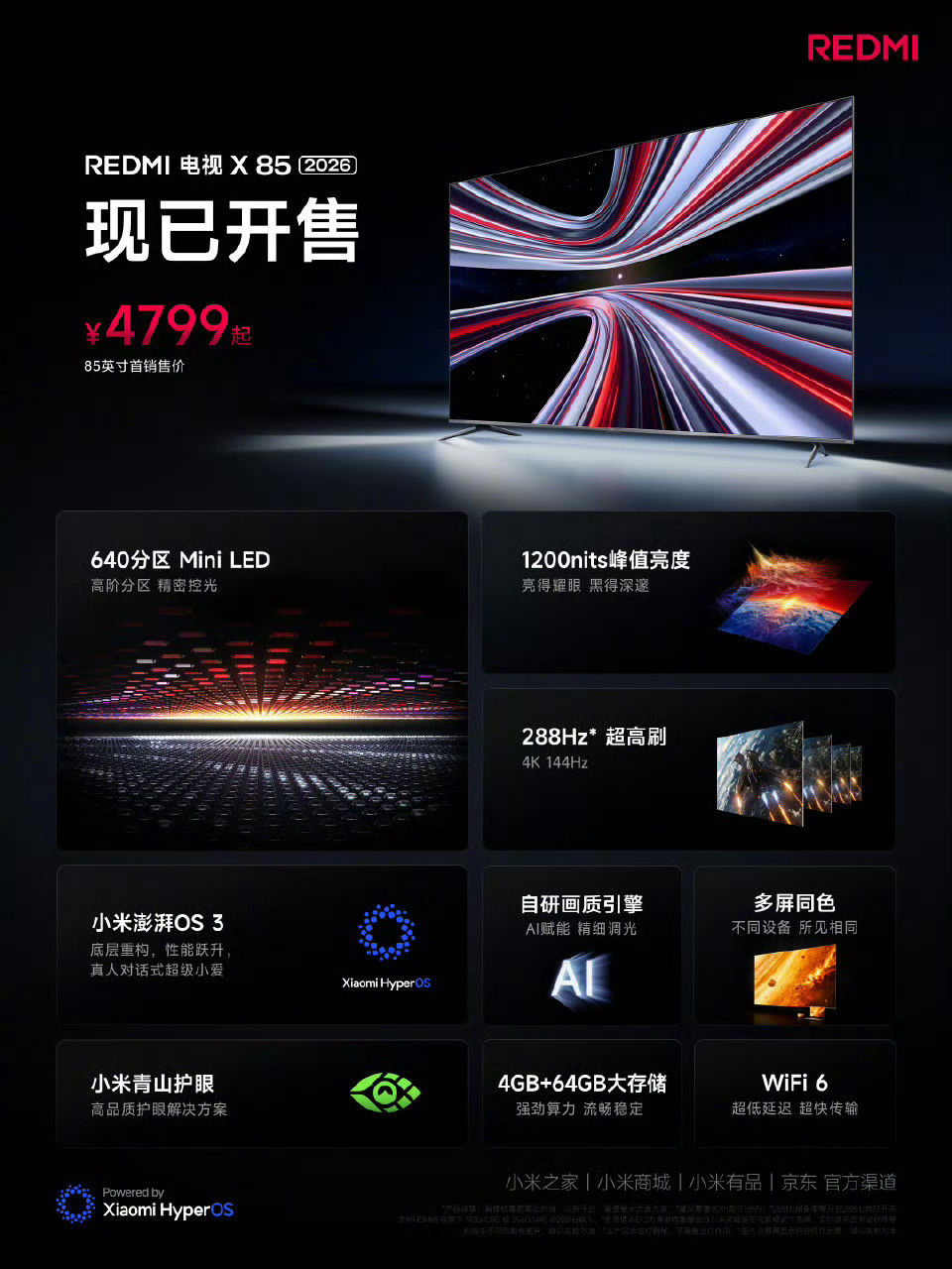REDMI电视X852026体验了两周了，搭载640分区MiniLED、12