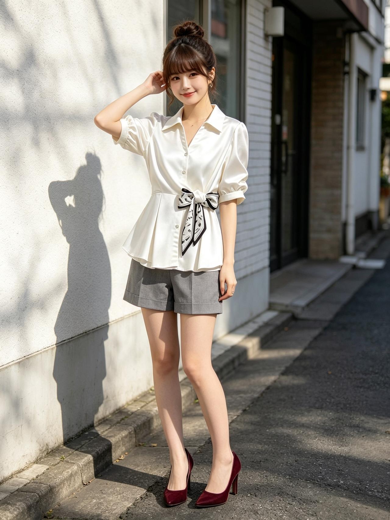 白色衬衫是永恒的经典，选择雪纺或棉麻材质，轻盈透气，解开一两颗纽扣，露出锁骨，更