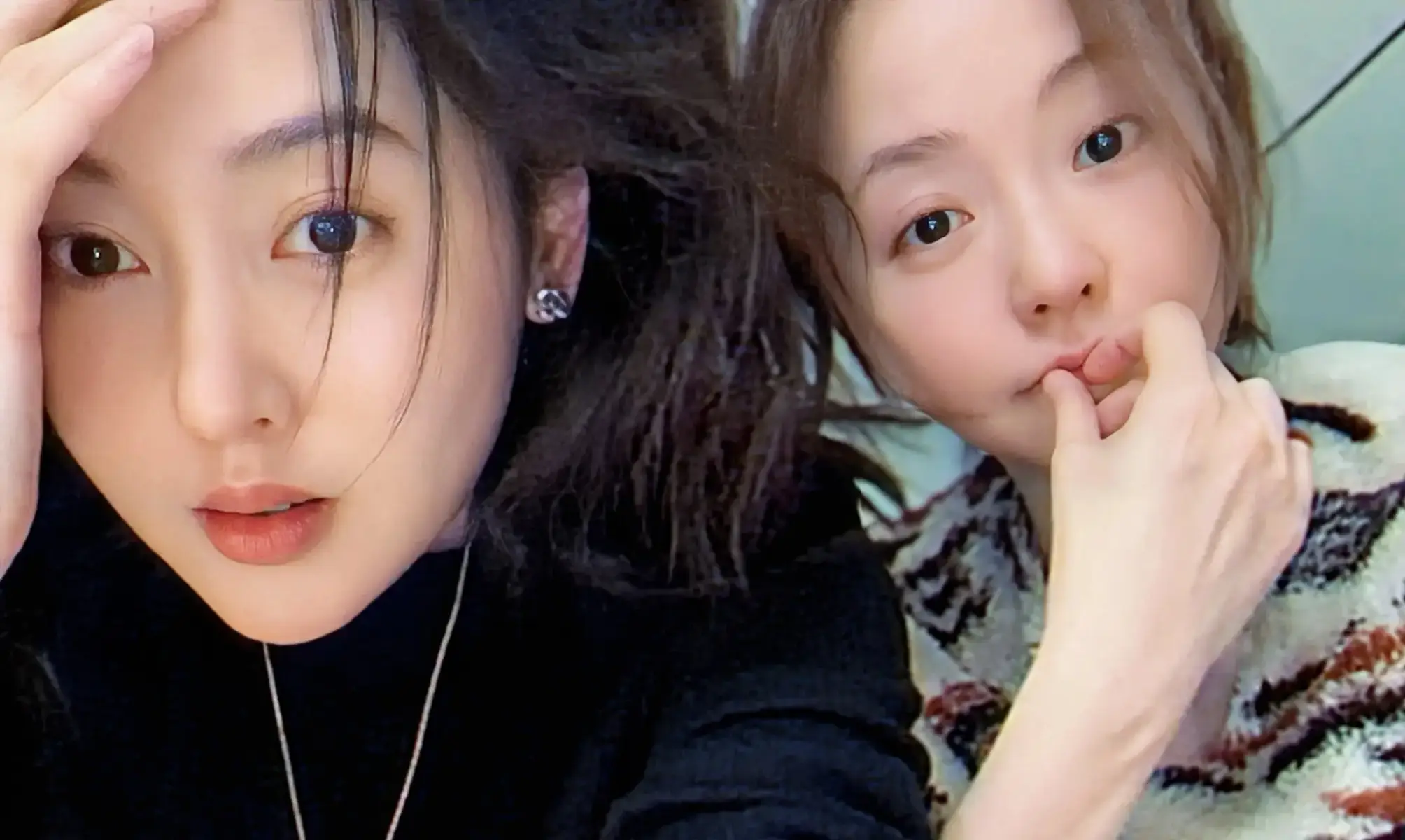 张靓颖给张天爱接机做饭关系超铁贴脸自拍搞怪松弛