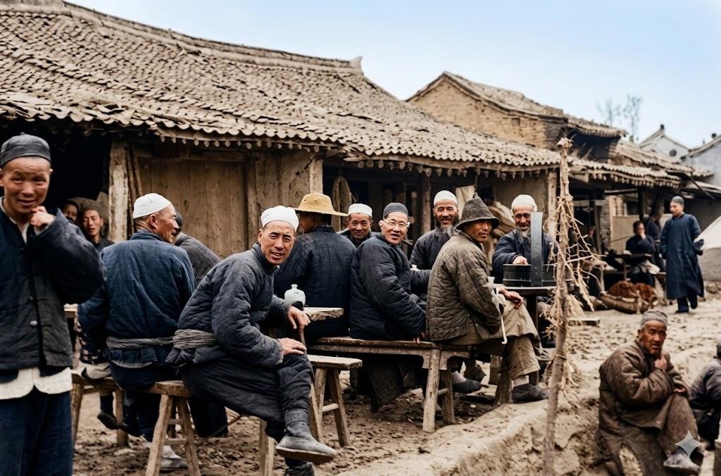 这是20世纪30年代，甘肃固原（旧属甘肃，今宁夏固原）的市井老照片，出自美国传教