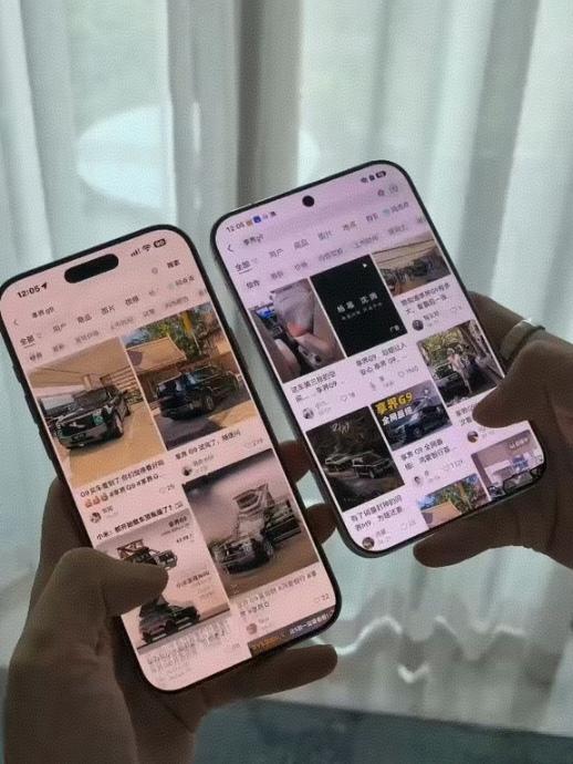 苹果和华为阔直板一对比差距还是挺明显的