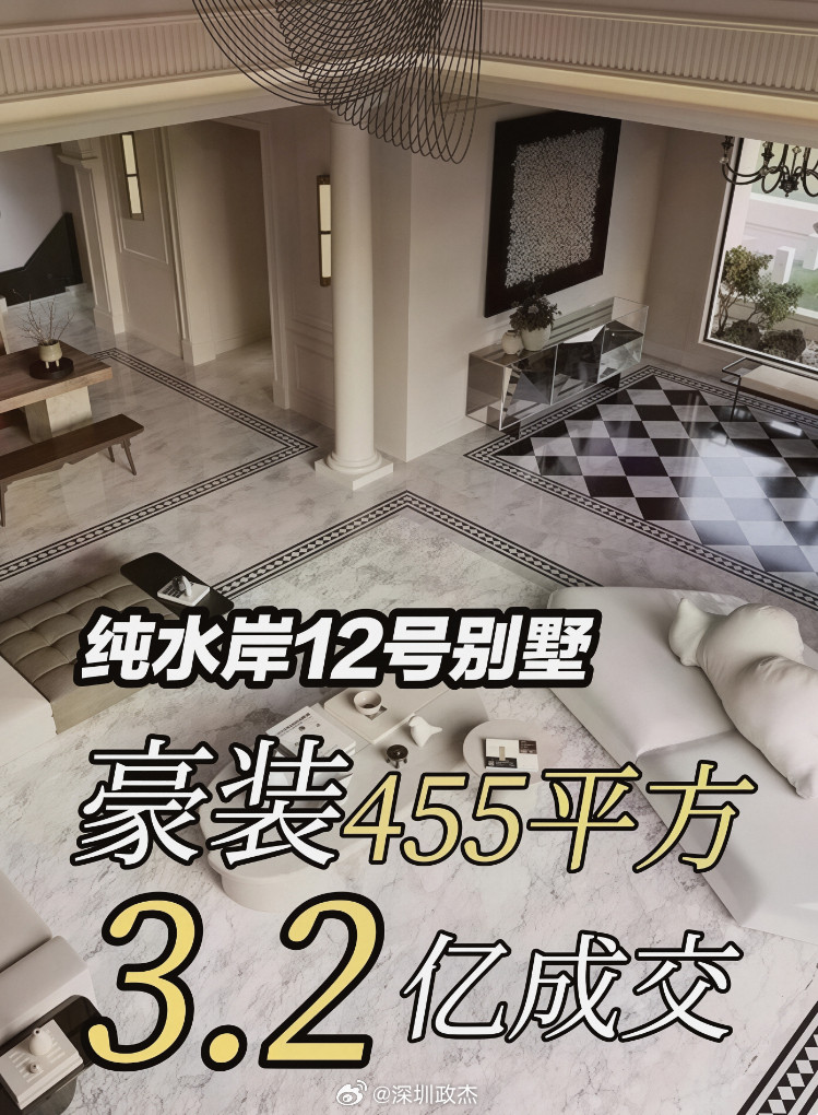 深圳南山华侨城纯水岸12号独栋别墅455平方成交价3.2亿。买家身份很神秘，专业