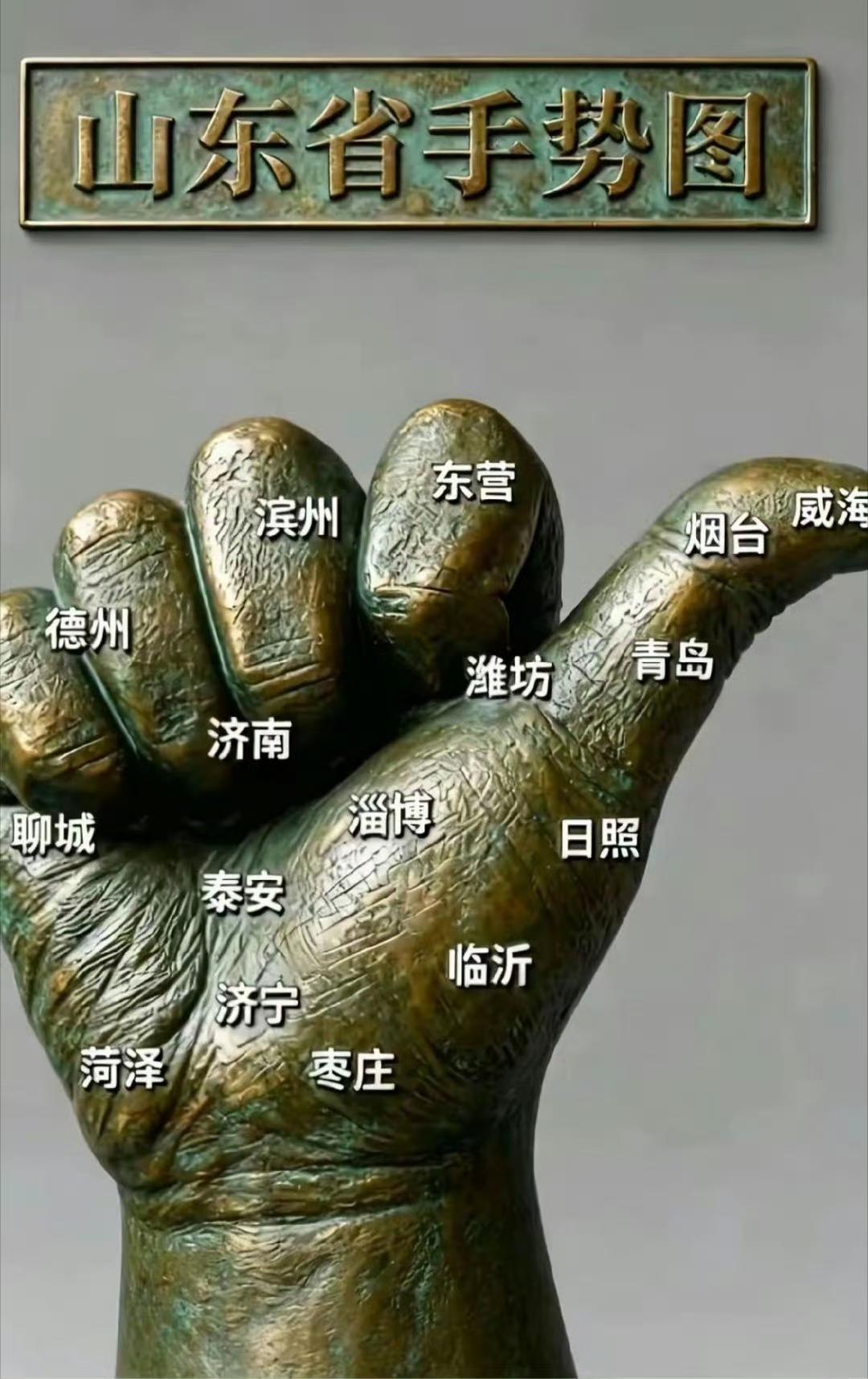 太形象！一张“山东手势图”看懂山东16市分布一只手，就是山东省的地理轮廓！手