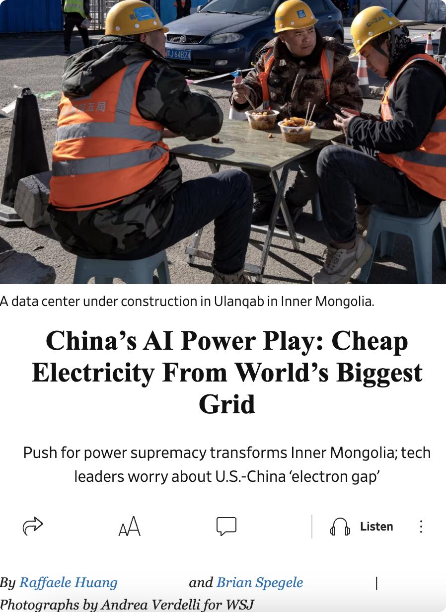 美媒：中国在AI领域拥有独特优势，全球最大电网使其电力成本低。2010至20