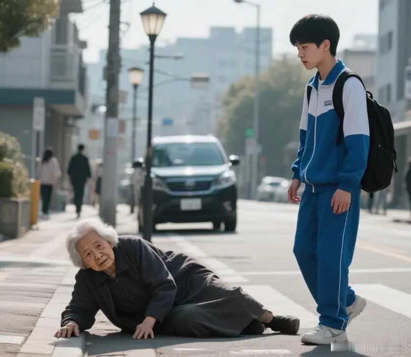 高中生扶老人被讹50万，15年后老人孙子考上清华，在校门口跪下求饶海报上的