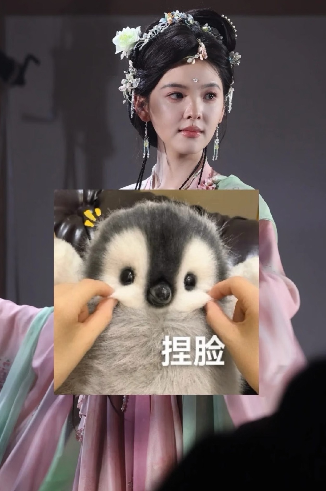 章若楠春日宴这张比较清晰的妆造，真的很像戴了一头乱七八糟的塑料​​​