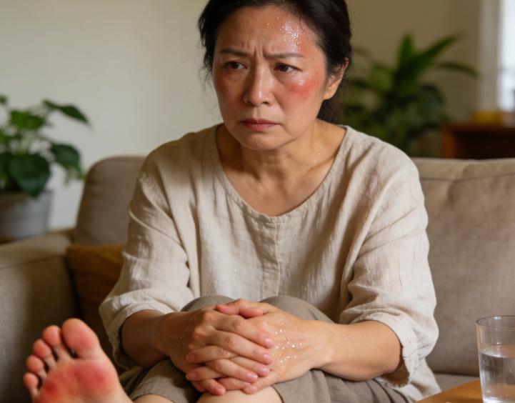 更年期夜汗多口发干，表面是上火，中医常从阴虚来辨女性到了更年期，最怕的不是白