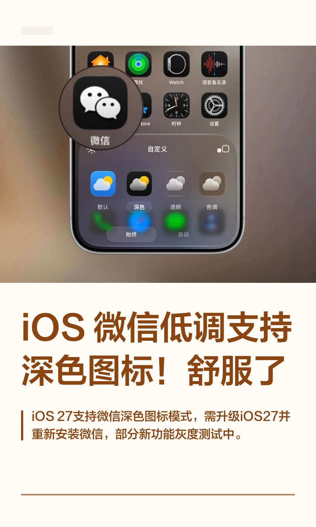 iOS 微信低调支持深色图标！舒服了