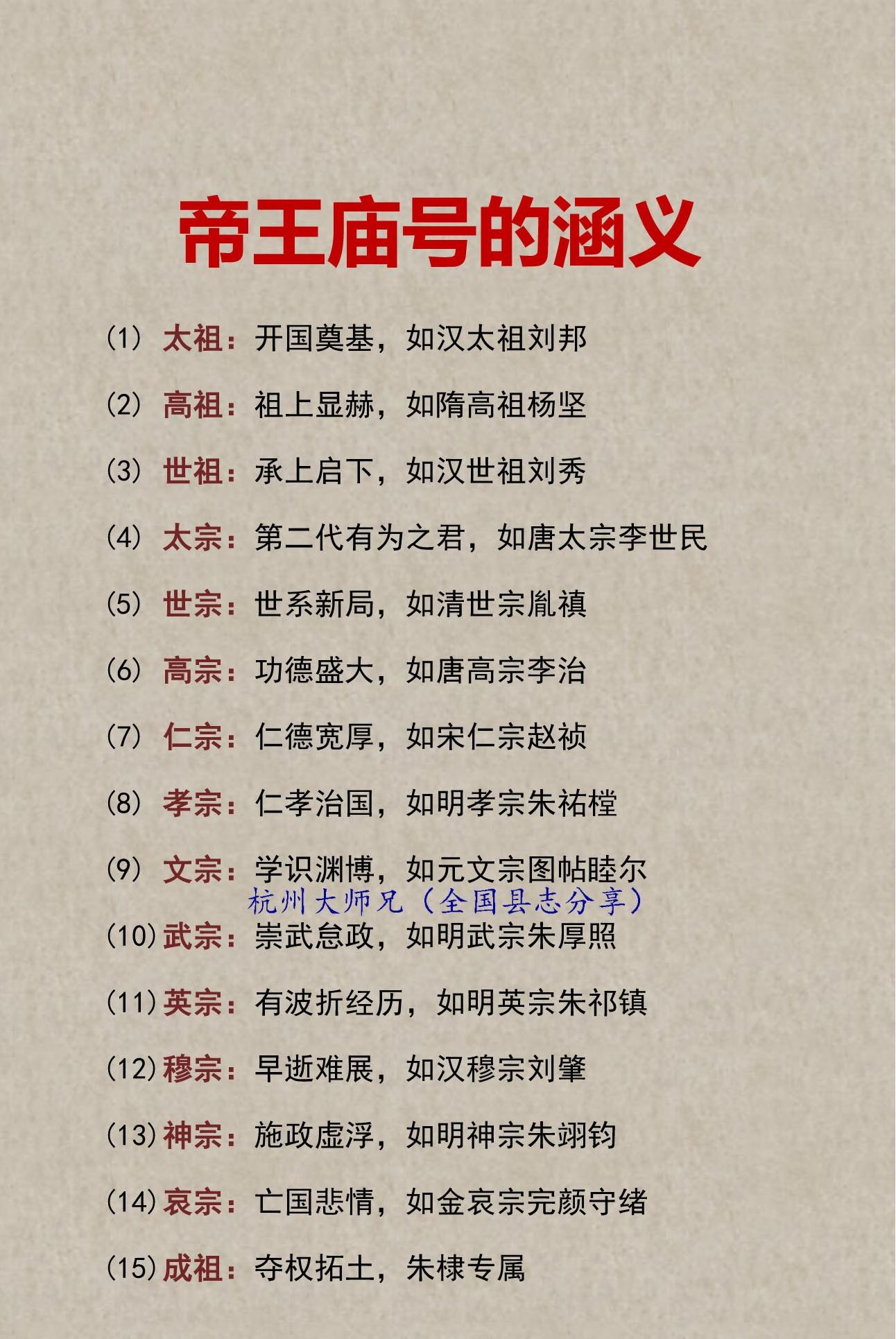 历史上帝王庙号的涵义！