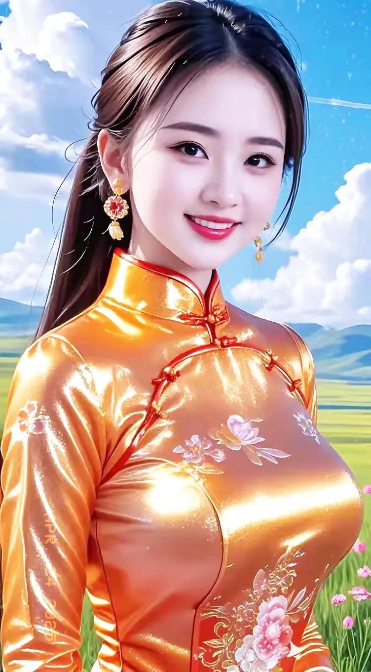 古风美人，花海中的优雅与美丽