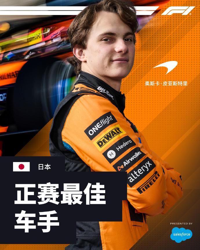 日本站最佳车手给皮亚斯特里，真的没毛病。前两站都没跑完，这站直接从第三起步干到第