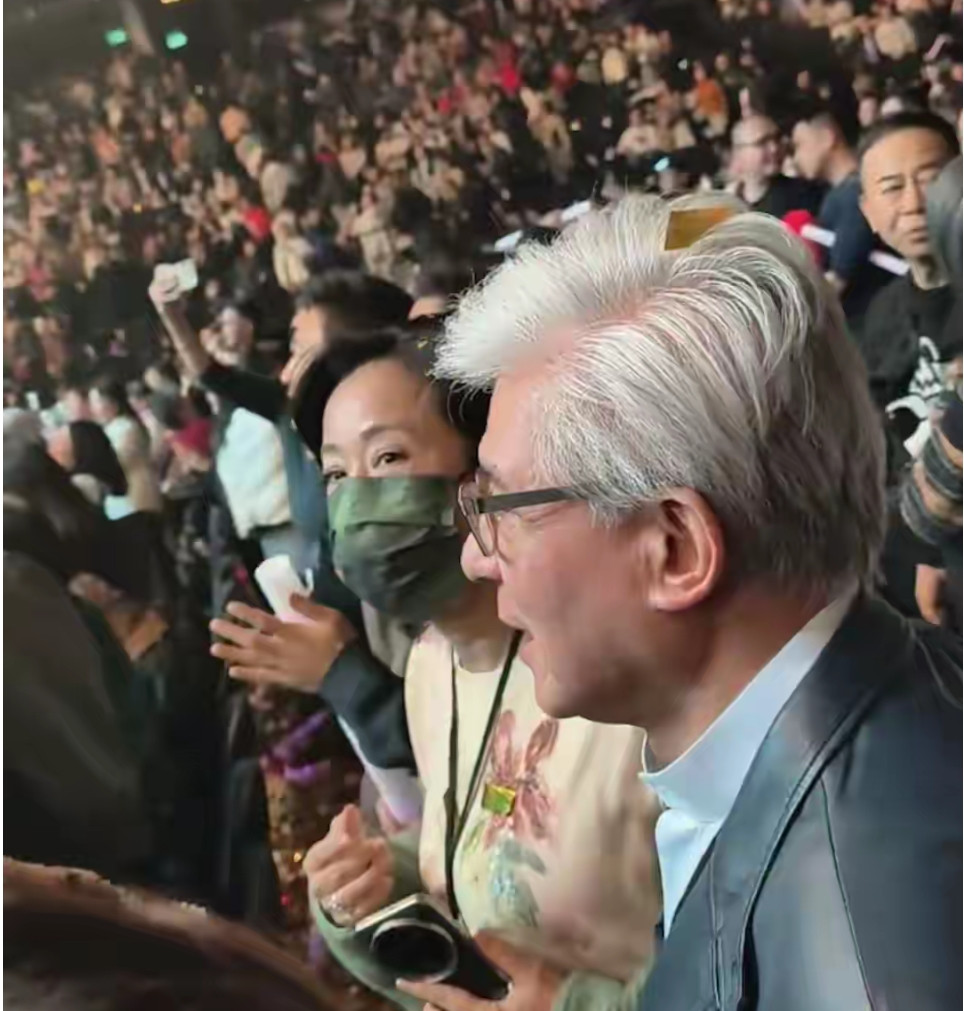 朱玲玲与丈夫看演唱会，霍启刚霍启山也在场，继父子同框相处愉快